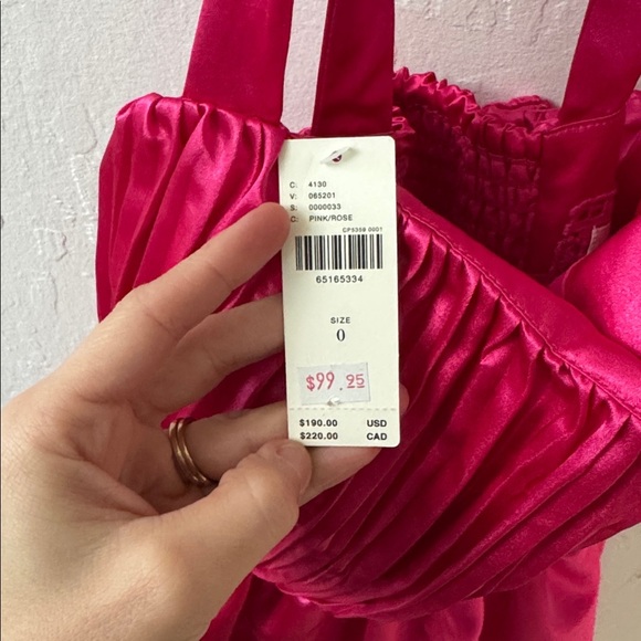 Maeve Anthropologie Hot Pink Satin A-line Mini Party Cocktail Dress Size 0 NWT - Picture 4 of 6